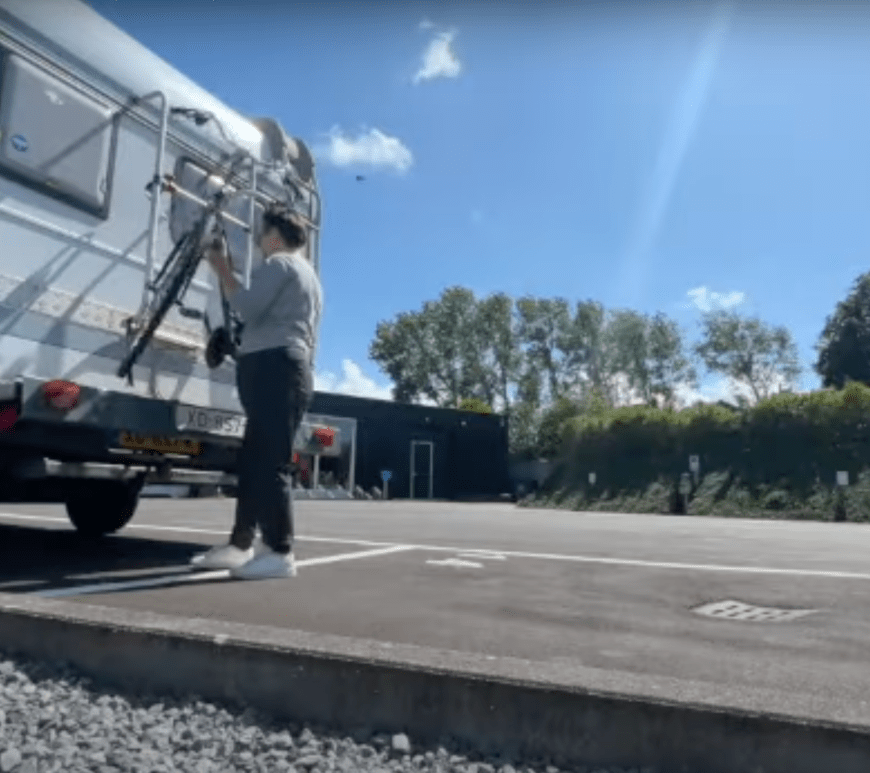 Getting the bike off Kenny the van